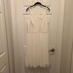 Dress the Population White Midi Dress with Lace
